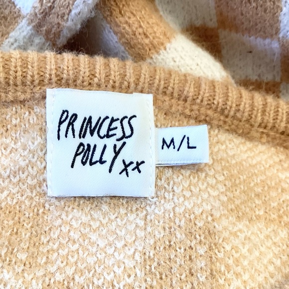 Princess Polly Checkerboard Sweater Dress with Front Cutout - Tan/White - M/L - Picture 6 of 7